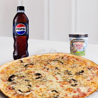 Pizza + Bebida + Helado