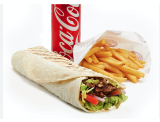 18. Menú Rollo Kebab Pequeño Con Patatas Y Bebida