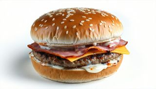 Hamburger con prosciutto cotto, formaggio e salsa rosa