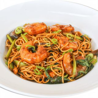 Wok de Noodles com Camarão