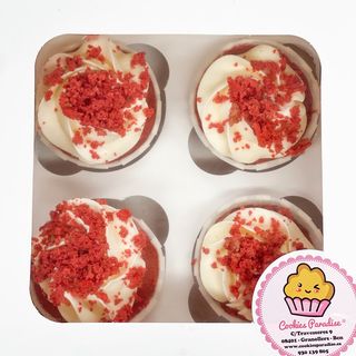 Cajita De 4 Cupcakes Red Velvet