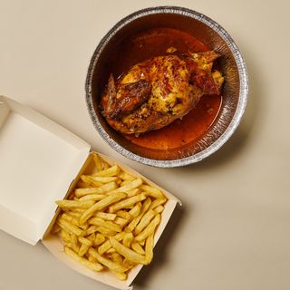 1/2 Pollo A L'Ast Halal Con Patatas Fritas (Ración)