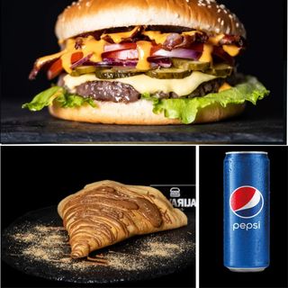 Premium burger + palačinka Nutella + Pepsi