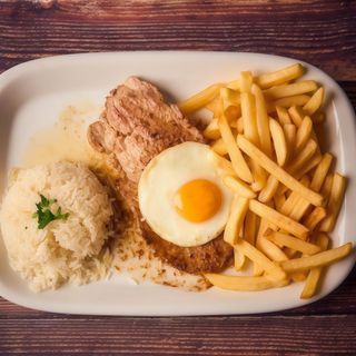 Bitoque de porco + Fritas+ Bebida