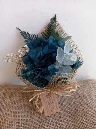 Ramillete de Hortensia Preservada Azul