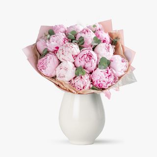 Buchet 15 bujori roz