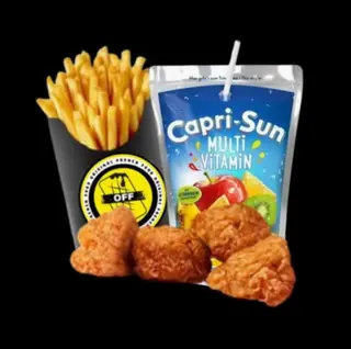 Patatas + nuggets (4 uds.) + zumo