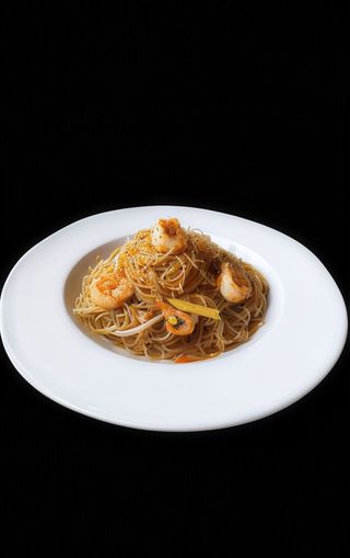 Spaghetti di soia con gamberi
