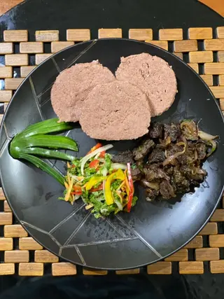 Beef Dry Fry with Ugali Brown
