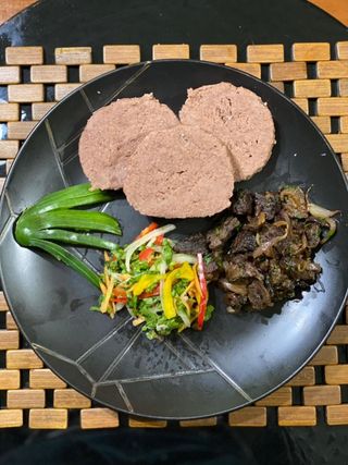 Beef Dry Fry with Ugali Brown