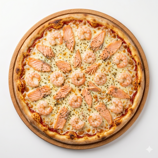 Pizza salmón gamba (28 cm.)