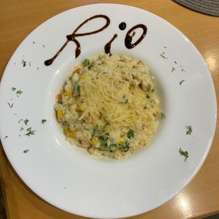 Ризото с пиле, зеленчуци и сметана 