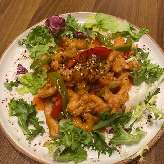 (33)Pollo estilo tailandés agridulce 