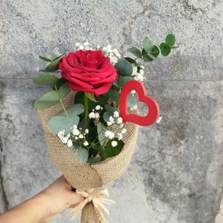 Rosa Roja con corazón