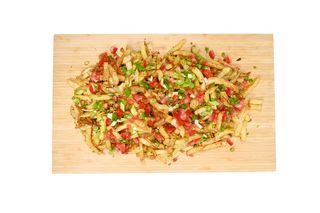 Oregano french fries with tomatoes & green onion