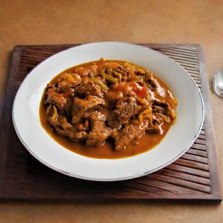 Beef Stew Served With Rice, Chapo, Ugali