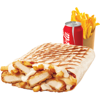 Tacos Chami & frites & mhalabia & soda