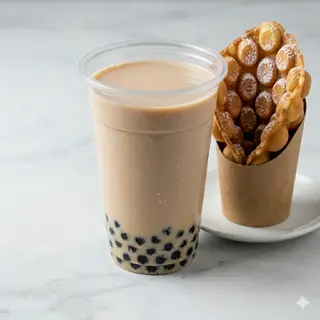 Menù milk tea, egg waffle