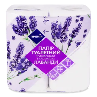 Папір туалетний «Премія» з ароматом лаванди 3-шаровий (4шт)