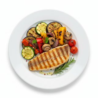 Salau file la gratar cu buchetel de legume