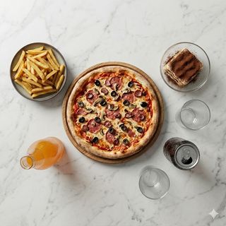 Pizza a scelta + fritto + dolce + bibita a scelta