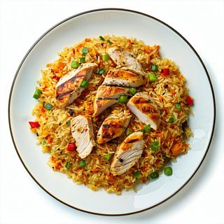 Riso biriyani con pollo