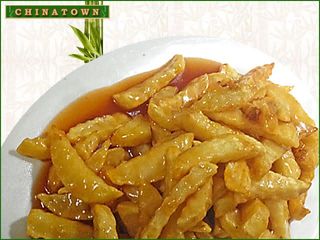 Пържени картофи в сладко-кисел сос