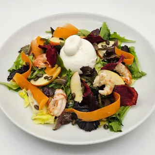 Gamberi e burrata