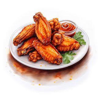 Alitas de Pollo Picantes, Asadas Con Salsa De Soja y Miel