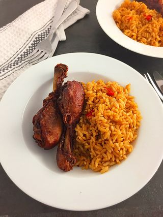 Jollof rice + Peppered chicken(1/8)