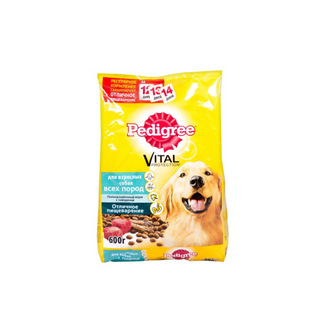 Сухой полнорационный корм PEDIGREE® для взрослых собак всех пород, с говядиной, 600г  4607065002503