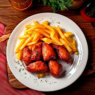 Alitas Fritas con Patatas