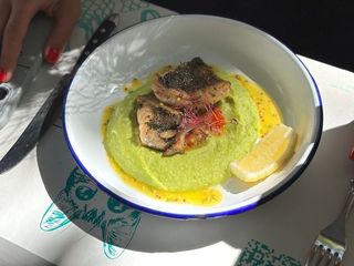 Філе судака з пюре зеленого горошку (360g)