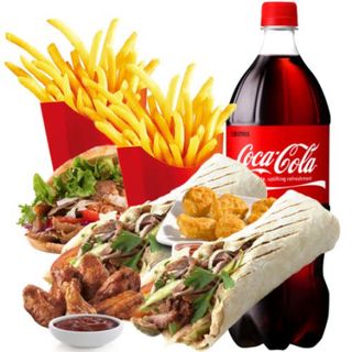 2 Durum + Kebab + 2 Patatas + Alitas De Pollo (4 Uds.)