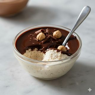 Mousse cioccolato bianco e nocciola glassata con cioccolato fondente 