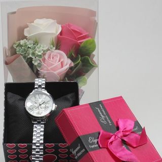 5 roses mélange avec montre