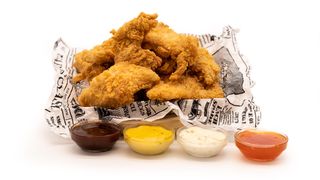 Tiras De Solomillo De Pollo Crujiente (10 Uds.) + Salsas (3 Uds.)