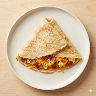 Creps con queso, huevo y bacon