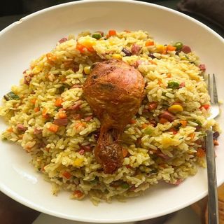 Fried rice and peppered chicken