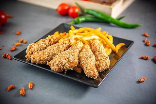 Oatmeal chicken strips 5 and fries