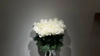 თეთრი ჰოლანდიური ვარდების თაიგული