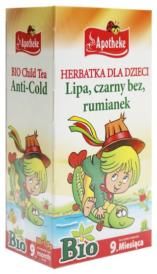 HERBATKA DLA DZIECI - LIPA, CZARNY BEZ, RUMIANEK BIO 20 x 1,5 g - APOTHEKE