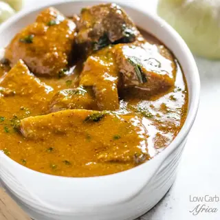 1 plate of Ogbono soup with swallow and Protein
