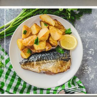 Potatoes + Half Grilled Fish