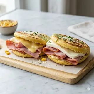 Arepa De Jamón Y Queso Gouda O Blanco
