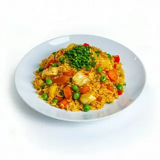 Arroz Blanco Con Pollo Al Curry