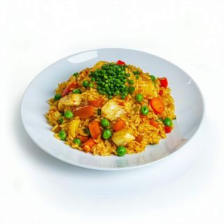 Arroz Blanco Con Pollo Al Curry