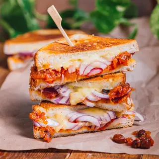 Cheese onion tomato sandwich