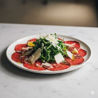 Carpaccio di manzo rucola e scaglie