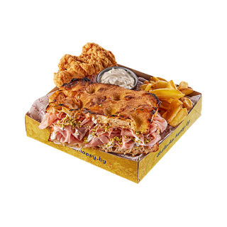 ХРУПКАВ ФОКАЧА САНДВИЧ С МОРТАДЕЛА И ПИСТАЧИО КОМБО